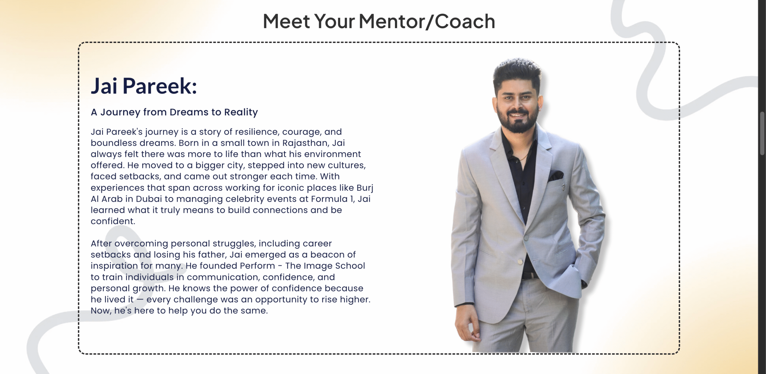 Perform the soft skills and image school by Jai Pareek